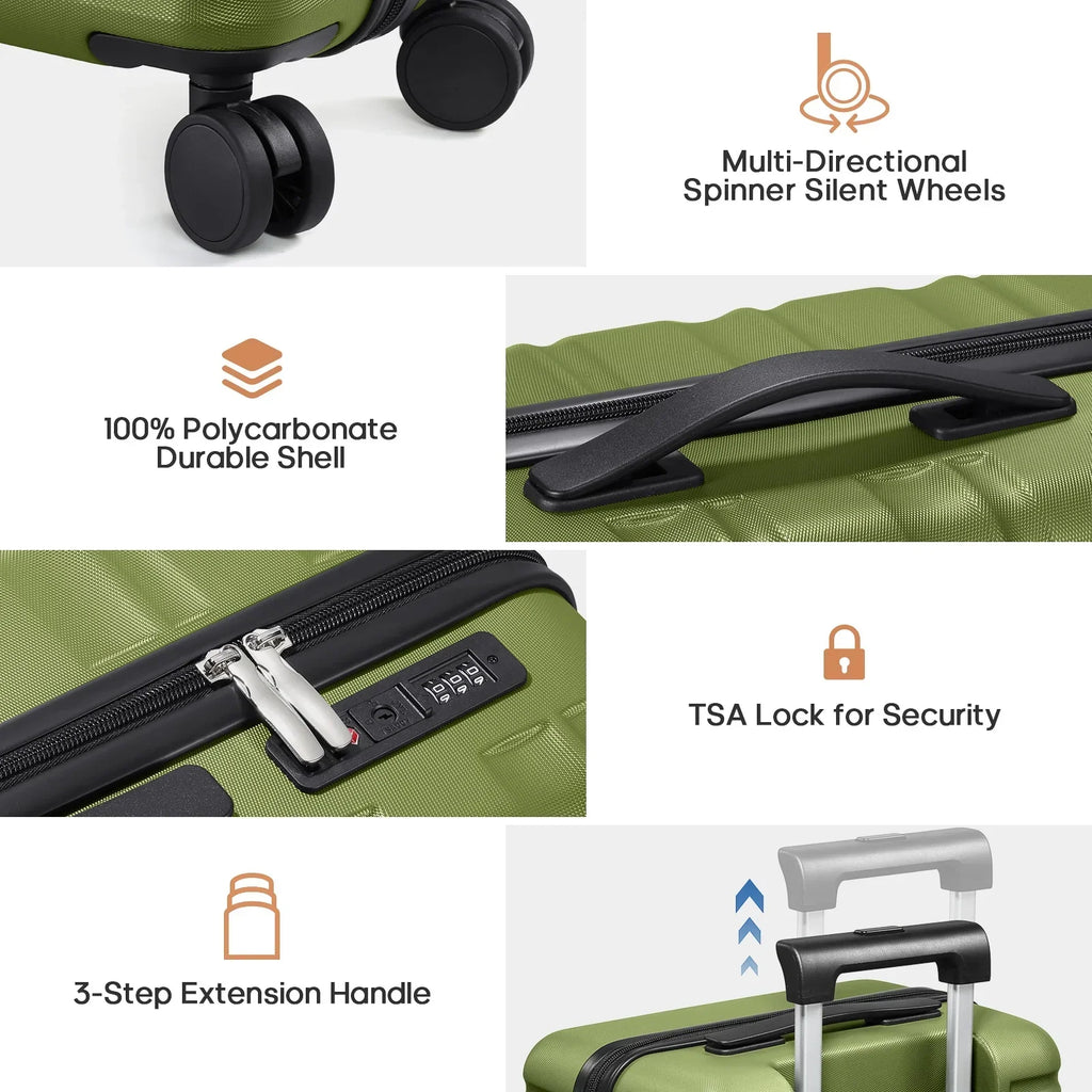 2026 NewMIUSSE Luggage Sets 3 Piece, 20 Inch Carry On Luggage with Wheels, 100% PC Hardshell Suitcase with TSA Lock, Carry On Suitcases Airline Approved With Travel Backpack for Men Women