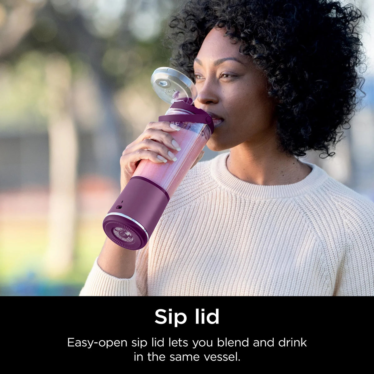 2026 NewNinja Blast Portable Blender, Cordless, 18oz. Vessel, Personal Blender for Shakes & Smoothies, BPA Free, Leakproof Lid & Sip Spout, USB-C Rechargeable, Dishwasher Safe Parts, Metallic Purple,