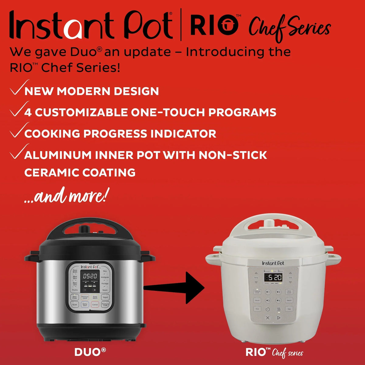 2026 NewInstant Pot 6Qt RIO Chef Series 7-in-1 Multi-Cooker, Pressure Cooker, Slow Cook, & More, Black