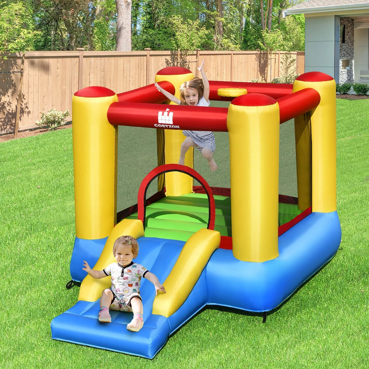 2026 NewCostway Inflatable Bouncer Kids Bounce House Jumping Castle Slide with 480W Blower