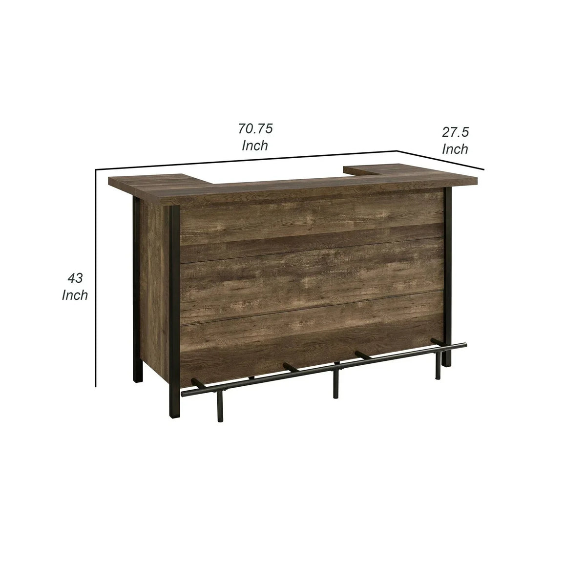 2026 New71 Inch Rectangular Home Bar Serving Unit Storage Shelves 2 Tiers Brown