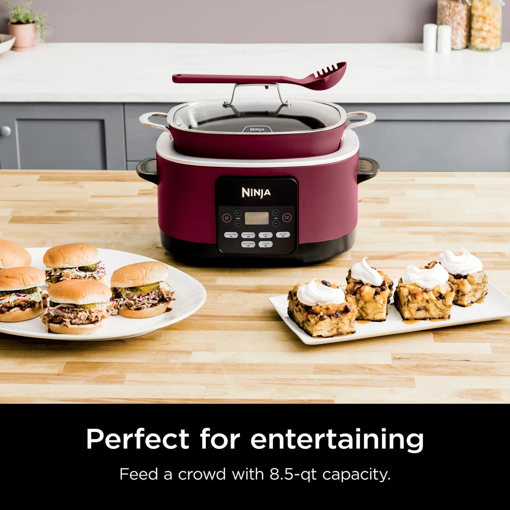 2026 NewNinja Foodi Possible Cooker, 8.5 Quart, 6-in-1 Multi-Cooker, Slow Cooker, Steamer, Glass Lid Integrated Cooking Utensil, Nonstick, Oven Safe Pot to 500°F, Cherry Tarte, MC1000WM