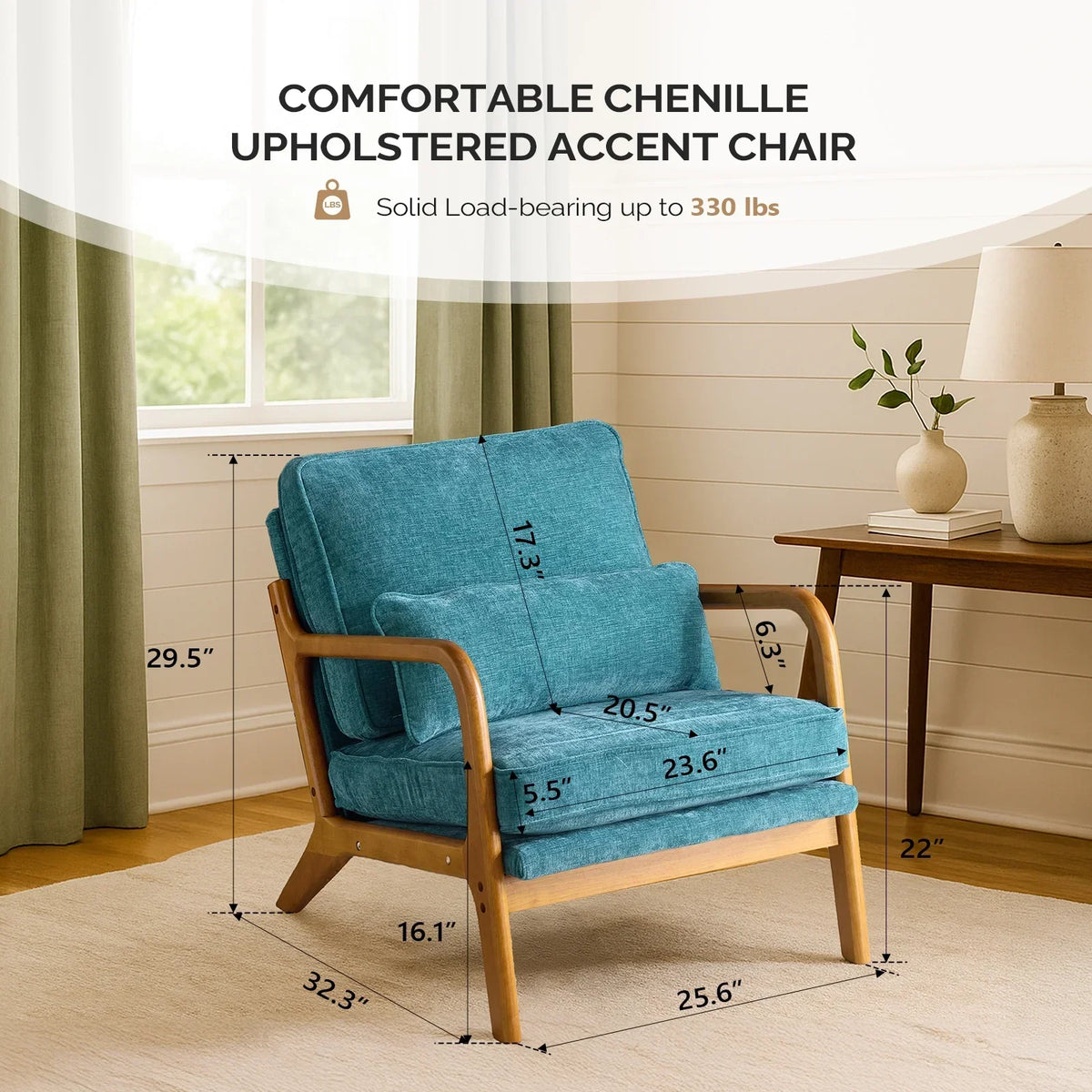 2026 NewKtaxon Accent Chair Corduroy Upholstered Armchair, Reading Club Chair with Pillow and Solid Wood Frame for Living Room Bedroom Furniture Off White