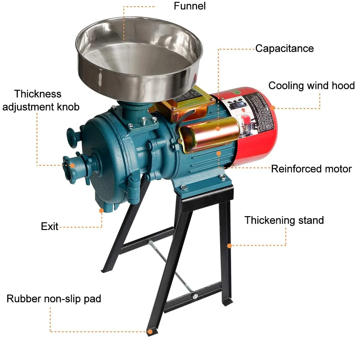 2026 NewNAIZEA 3000W Electric Grain Mill, 110V Corn Grinder, Heavy Duty Commercial Feed Mill, Wet Dry Cereals Grinder