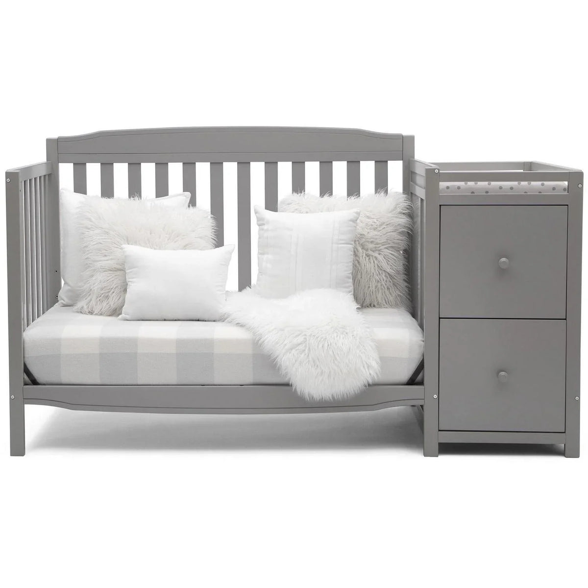 2026 NewDelta Children Mason 6-in-1 Convertible Crib and Changer. Gray