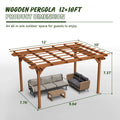 2026 New12 x 10 FT Outdoor Pergola, Wooden Pergola Gazebo with Climbing Plant Support and Waterproof, for Patio Porch Garden Backyard, Brown