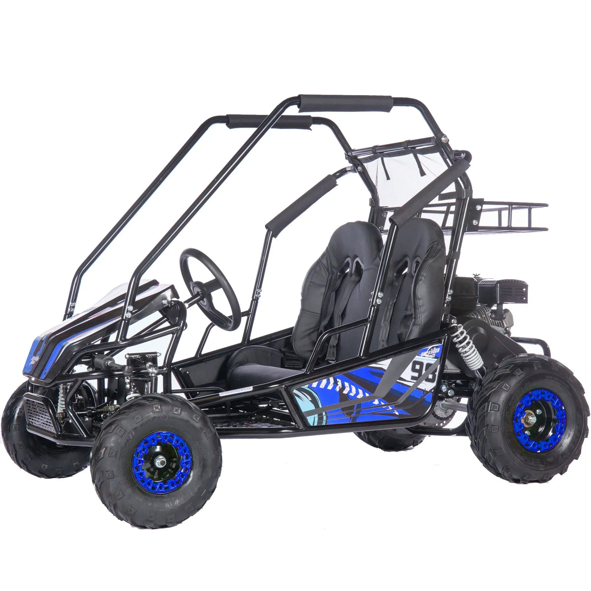 2026 NewMotoTec Mud XL 212cc 2 Seat Go Kart Full Suspension Blue