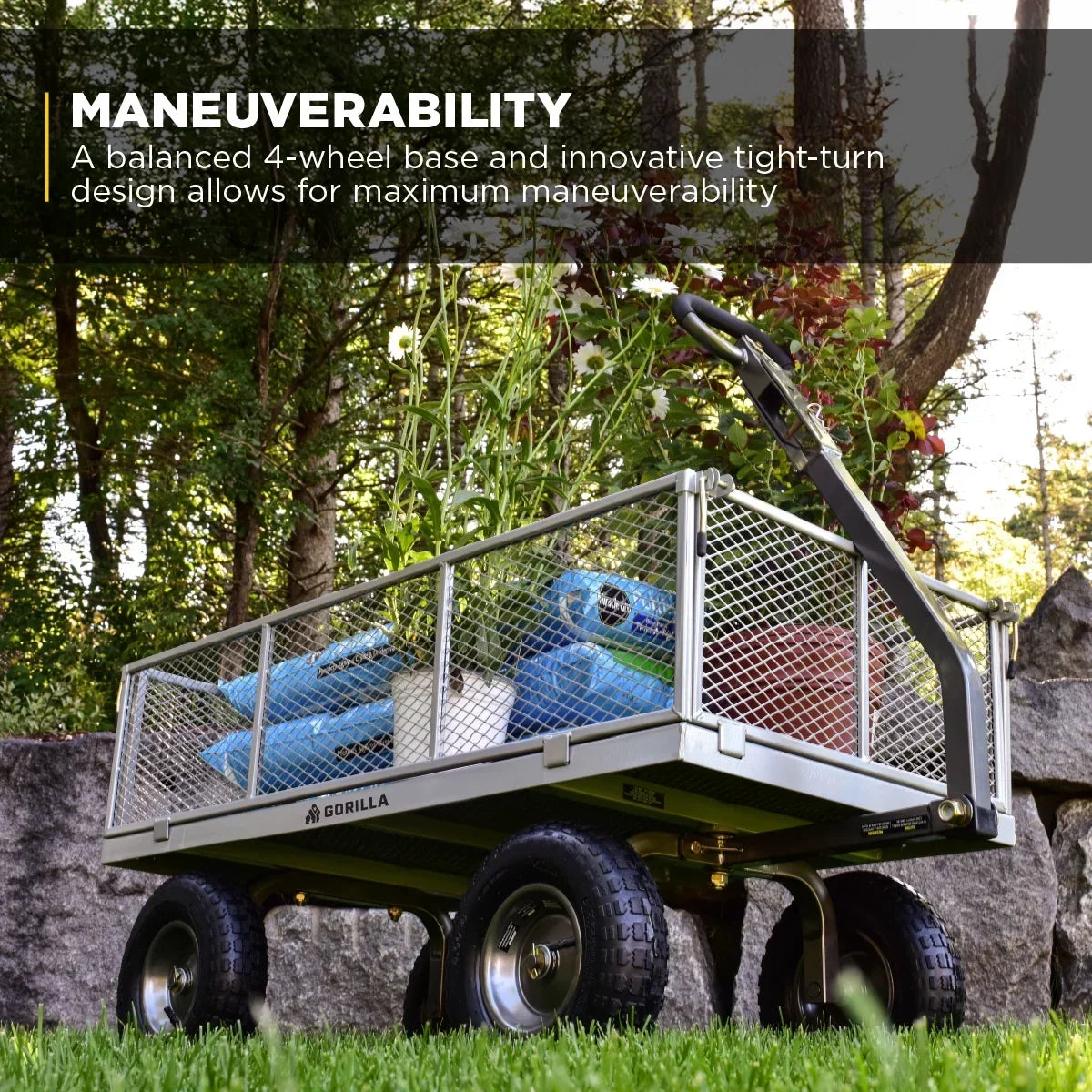 2026 NewGorilla Carts 1000-lb. Capacity Steel Utility Cart, Model #GOR1001-Com, 13-inch Pneumatic Tires