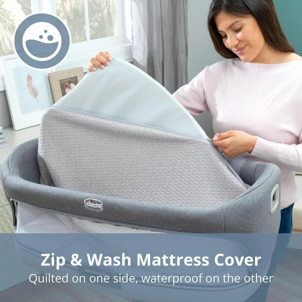 2026 NewChicco Close to You 3-in-1 Portable Bedside Bassinet and Changing Table - Heather Grey (Grey). New