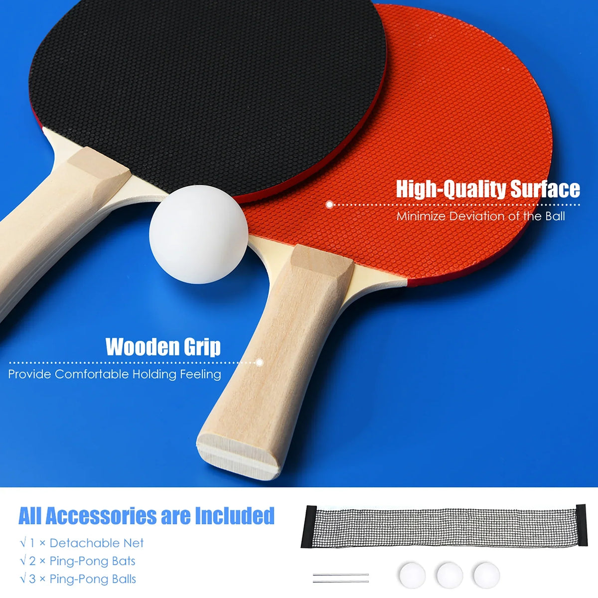 2026 NewGoplus 6" x3" Portable Tennis Ping Pong Folding Table w/Accessories Indoor Outdoor Game