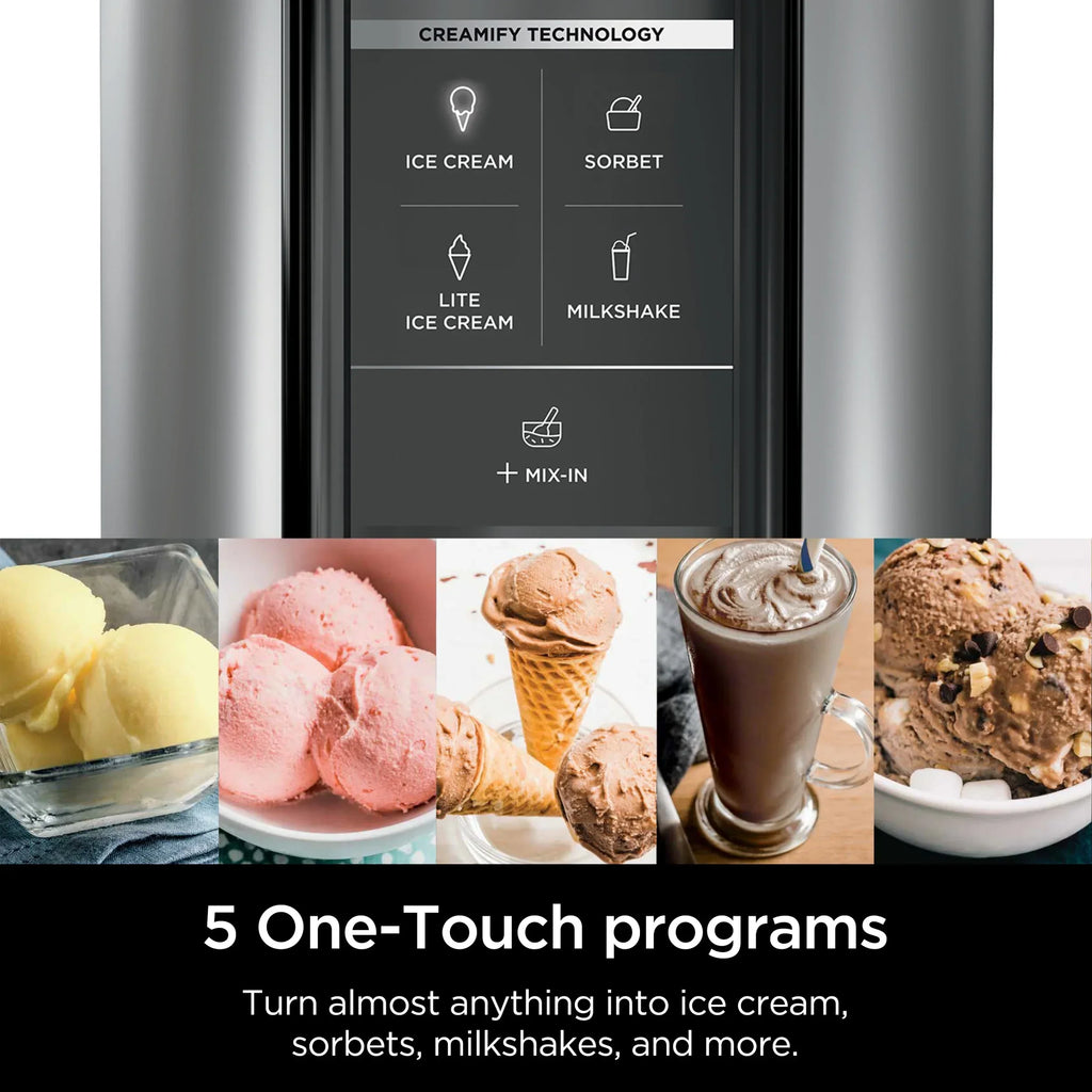2026 NewNinja CREAMi Ice Cream Maker, for Gelato, Mix-ins, Milkshakes, Sorbet, Smoothie Bowls & More, 5 One-Touch Programs, with (2) 16 oz Pint Containers & Lids, Perfect for Kids, White, NC300WH