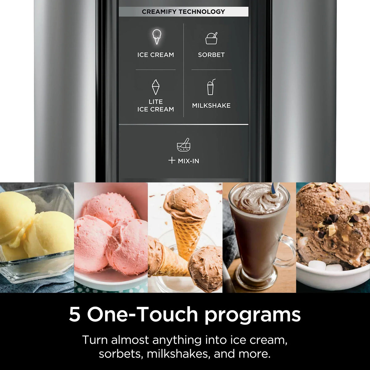 2026 NewNinja CREAMi Ice Cream Maker, for Gelato, Mix-ins, Milkshakes, Sorbet, Smoothie Bowls & More, 5 One-Touch Programs, with (2) 16 oz Pint Containers & Lids, Perfect for Kids, White, NC300WH