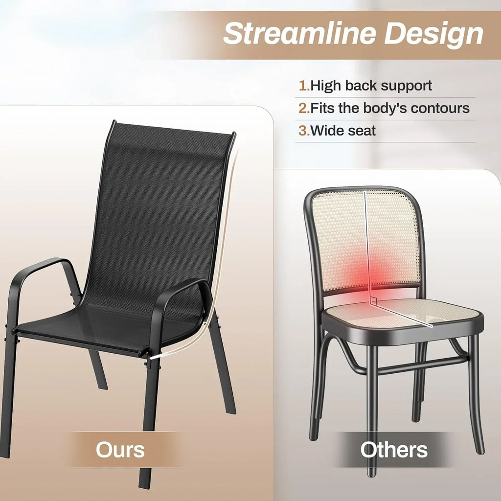 2026 NewPirecart Set of 4 Patio Dining Chairs, Textilene Outdoor Stacking Chairs for Poolside, Backyard, Garden