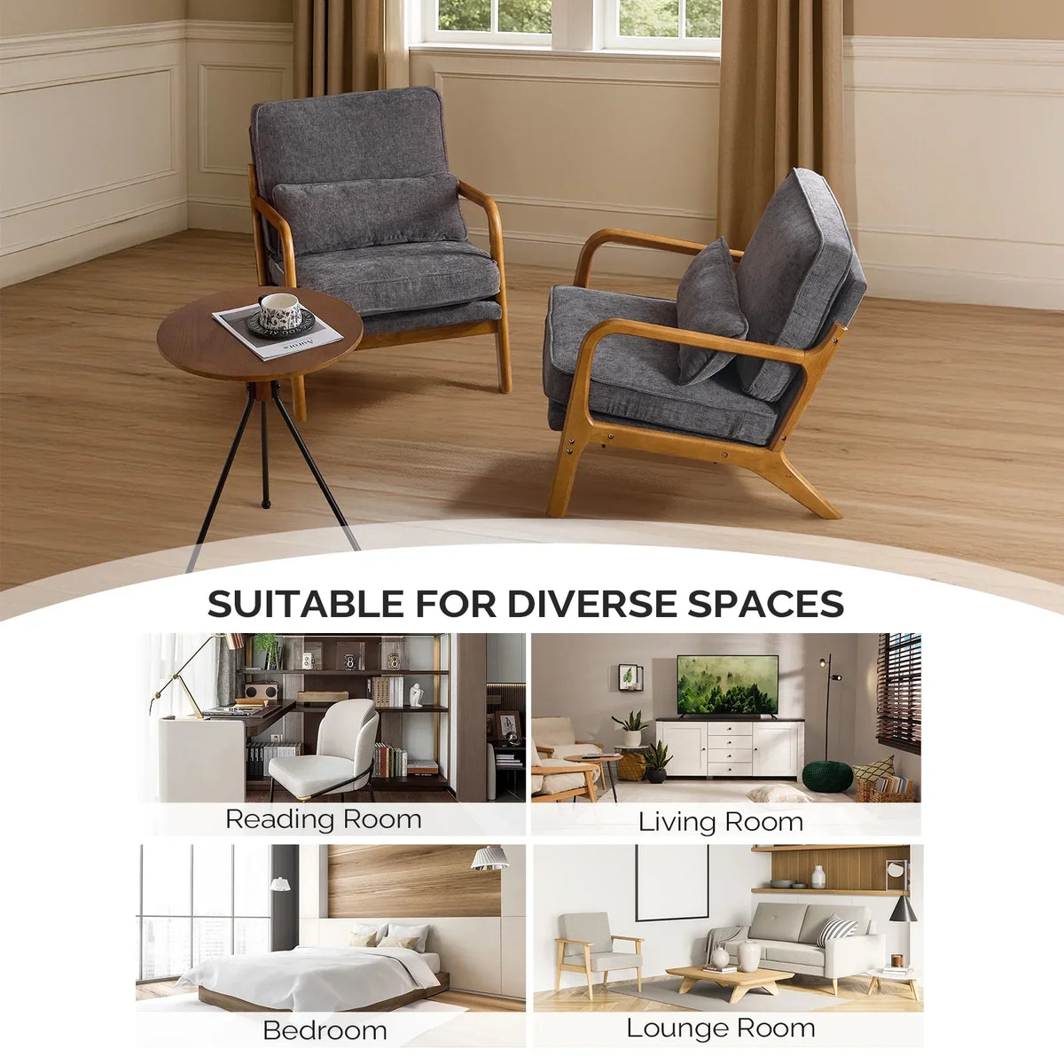 2026 NewKtaxon Accent Chair Corduroy Upholstered Armchair, Reading Club Chair with Pillow and Solid Wood Frame for Living Room Bedroom Furniture Off White