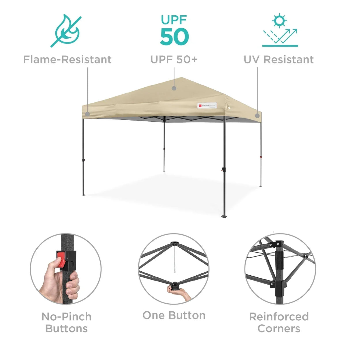 2026 NewBest Choice Products 12x12ft Easy Setup Pop Up Canopy w/ 1-Button Setup, Wheeled Case, 4 Weight Bags - Navy Blue