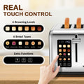 2026 NewMecity 4-Slice Touchscreen Toaster, Stainless Steel, 6 Browning Settings, Reheat, Cancel, Defrost, Removable Tray