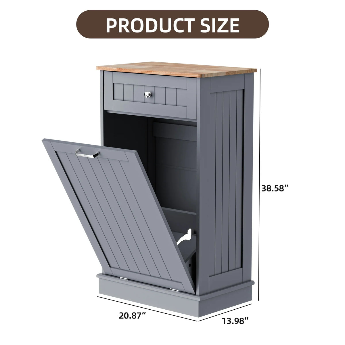 2026 NewHARIPUL Single Tilt Out Trash Cabinet for 13 Gallon Waste Bin, Free Standing Kitchen Trash Can Cabinet with Drawers, White