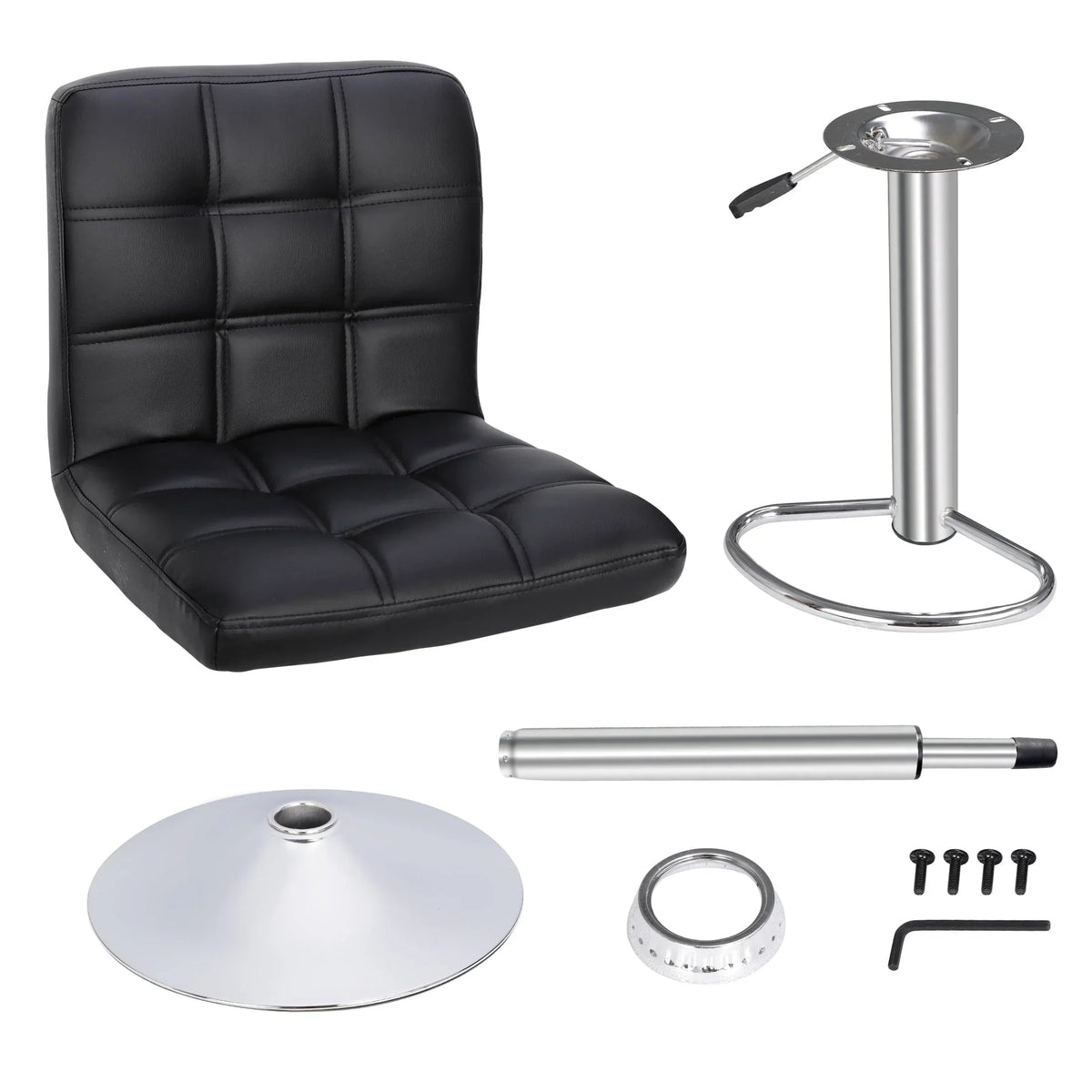 2026 NewZENY Set of 4 Bar Stool Soft Cushion Metal Frame 24-32" Swivel Chair, Black