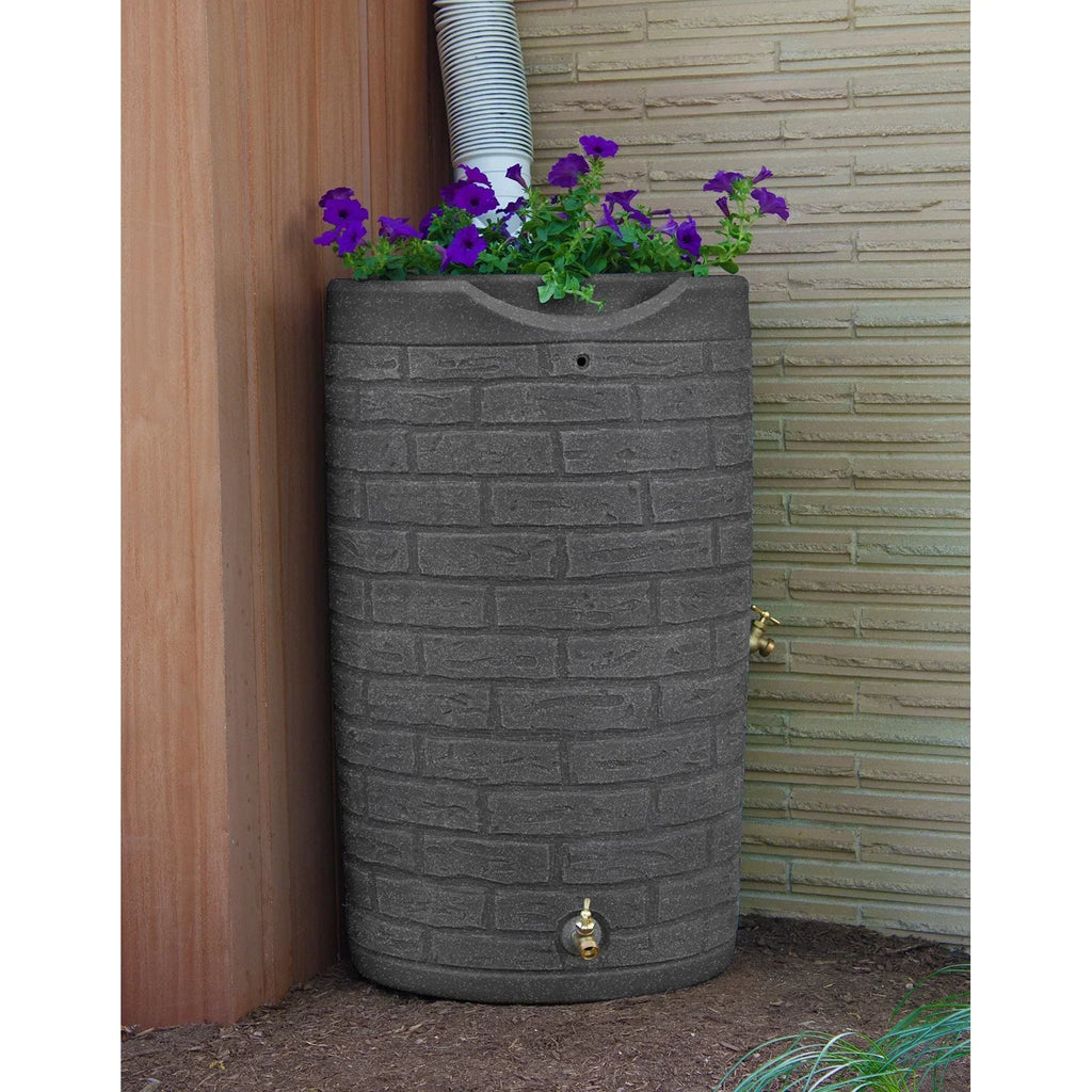 2026 NewGood Ideas IMP-D50-DAR Impressions Downton Rain Saver Rain Barrel, 50 Gallon, Dark Granite
