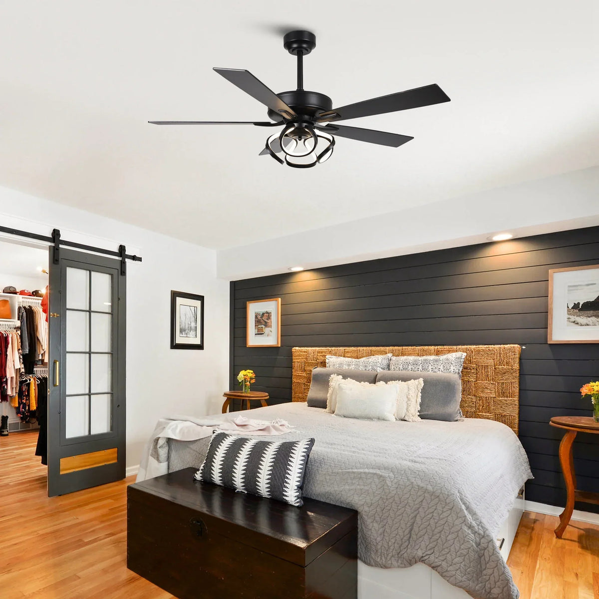 2026 NewParrot Uncle 52-Inch Contemporary Chrome Ceiling Fan with Integrated LED Lights and Remote Control