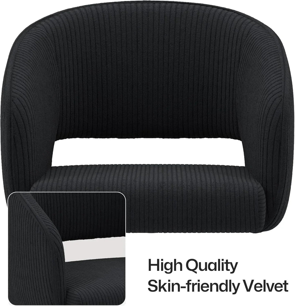 2026 NewHome Office Swivel Desk Chair, Modern Velvet Vanity Chair, Height Adjustable Armchair with Gold Base, Ergonomic Office Chair for Task Study Computer Room, Beige