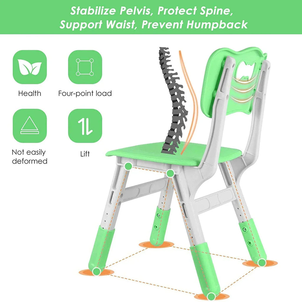 2026 NewLAZY BUDDY Kids Table and 4 Chairs Set, Height Adjustable Toddler Desk with Graffiti Desktop, Kids Activity Table Set for Daycare, Home