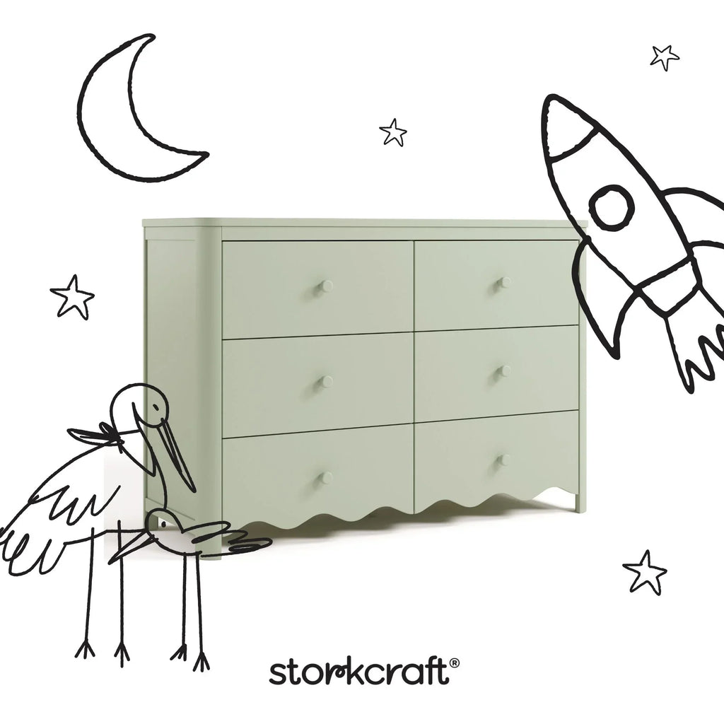 2026 NewStorkcraft Casablanca 6 Drawer Nursery Dresser, Sage