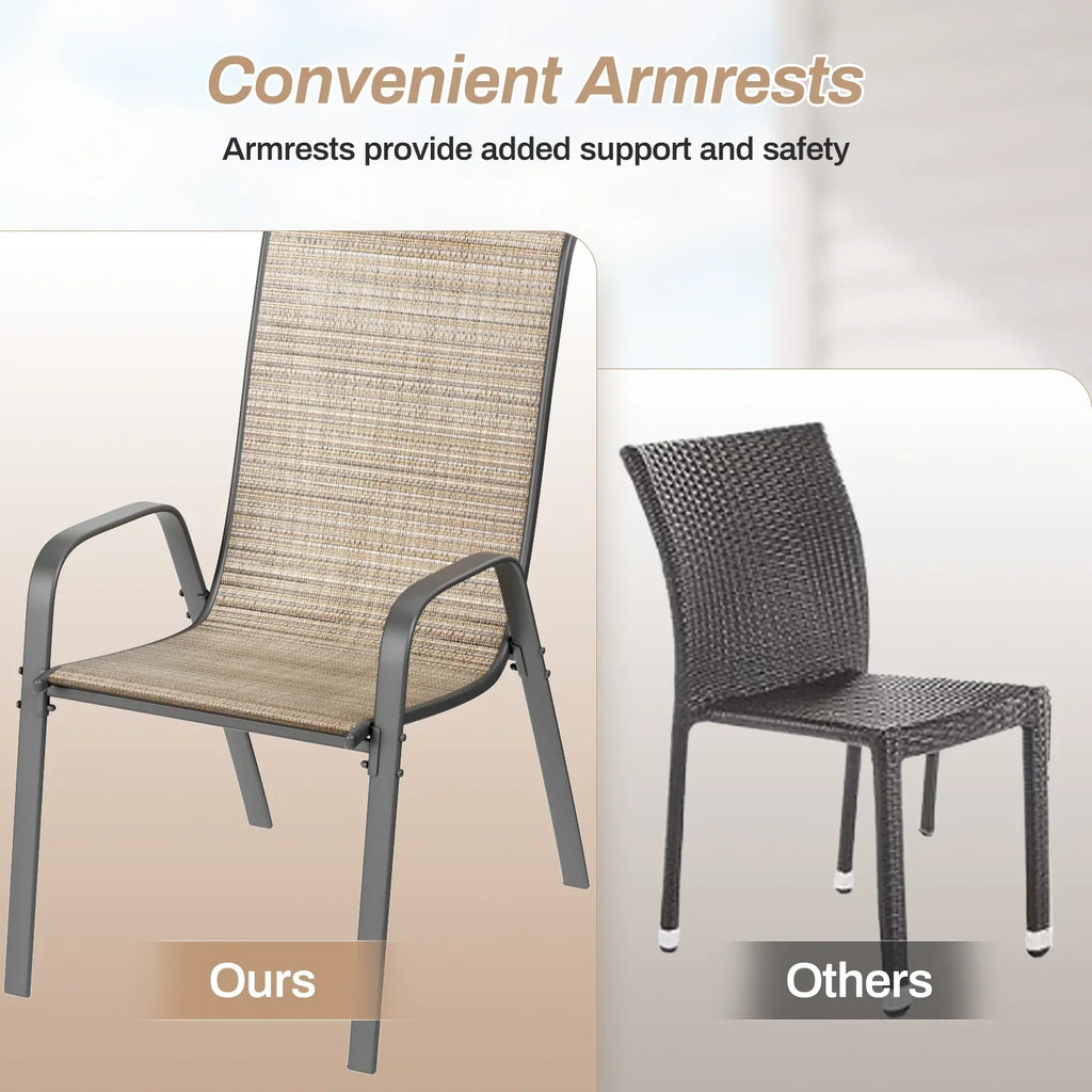 2026 NewPirecart Set of 4 Patio Dining Chairs, Textilene Outdoor Stacking Chairs for Poolside, Backyard, Garden