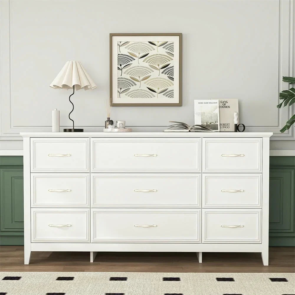 2026 NewKadyn Modern 6 Drawer Dresser Wood Cabinet,Dresser for Bedroom, Kitchen Storage Cabinet with Drawers, Chest of Drawers(Black)