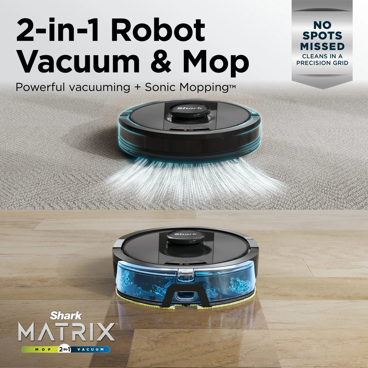 2026 NewShark Matrix Robot Vacuum & Mop, Auto Empty, Carpets and Hard Floors, 30-Day Capacity Base, Precision Home Mapping, Pet-Friendly, Wi-Fi, RV2400WS