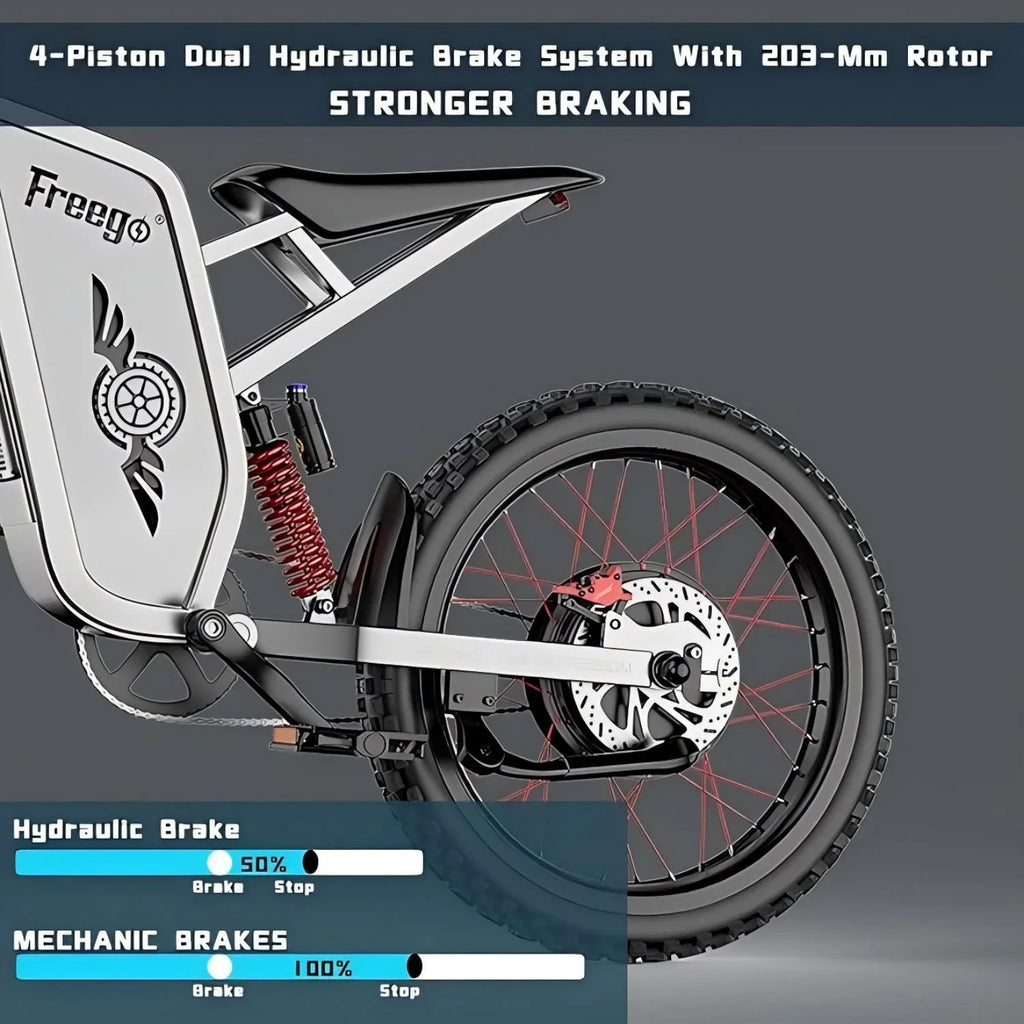 2026 New50MPH Electric Dirt Bicycle Freego X2 Pro,6000W(Peak)Motor Electric Motorcycle, Electric Bike for Adults, 60V30AH Battery, 19x2 Tire Full Suspension Hydraulic Brake Half Throttle UL2849