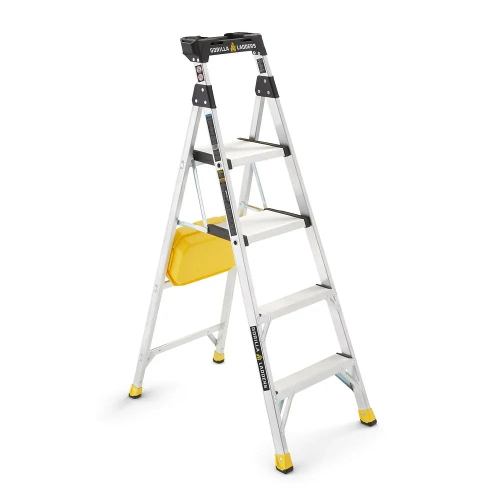 2026 NewGorilla Ladders Removable Dual Platform Heavy Duty Ladder With Project Bucket, 5.5 ft, Aluminum, Multicolor