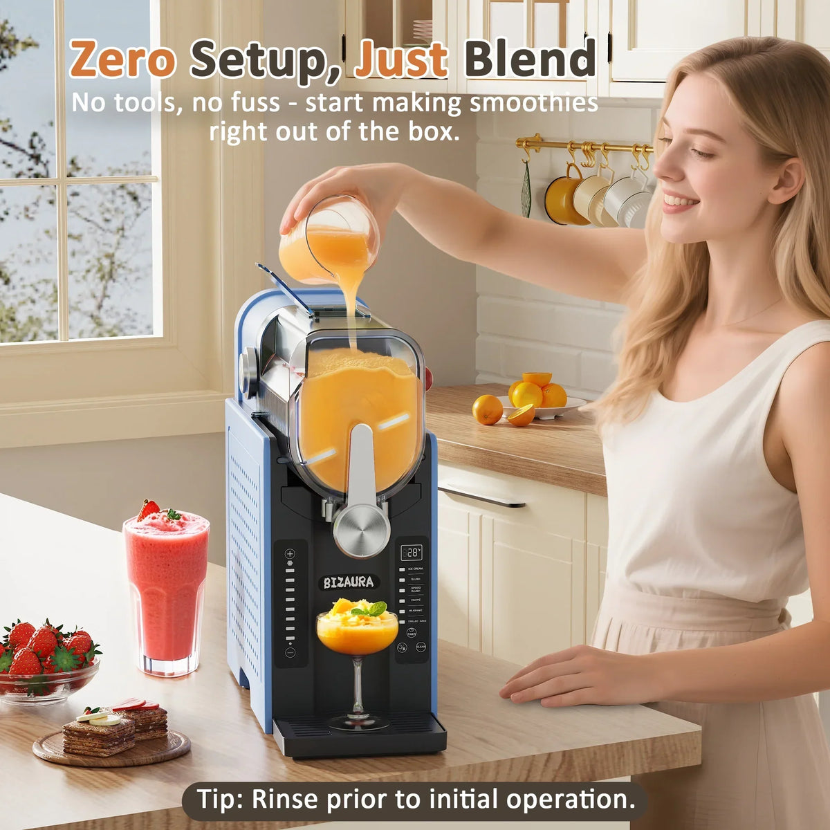 2026 NewBIZAURA Slushie Machine, Slushy Machine for Home No Ice Need, Professional Frozen Drink Maker, 6 Presets for Milkshakes, Frapp"s, Slush, Ice Cream