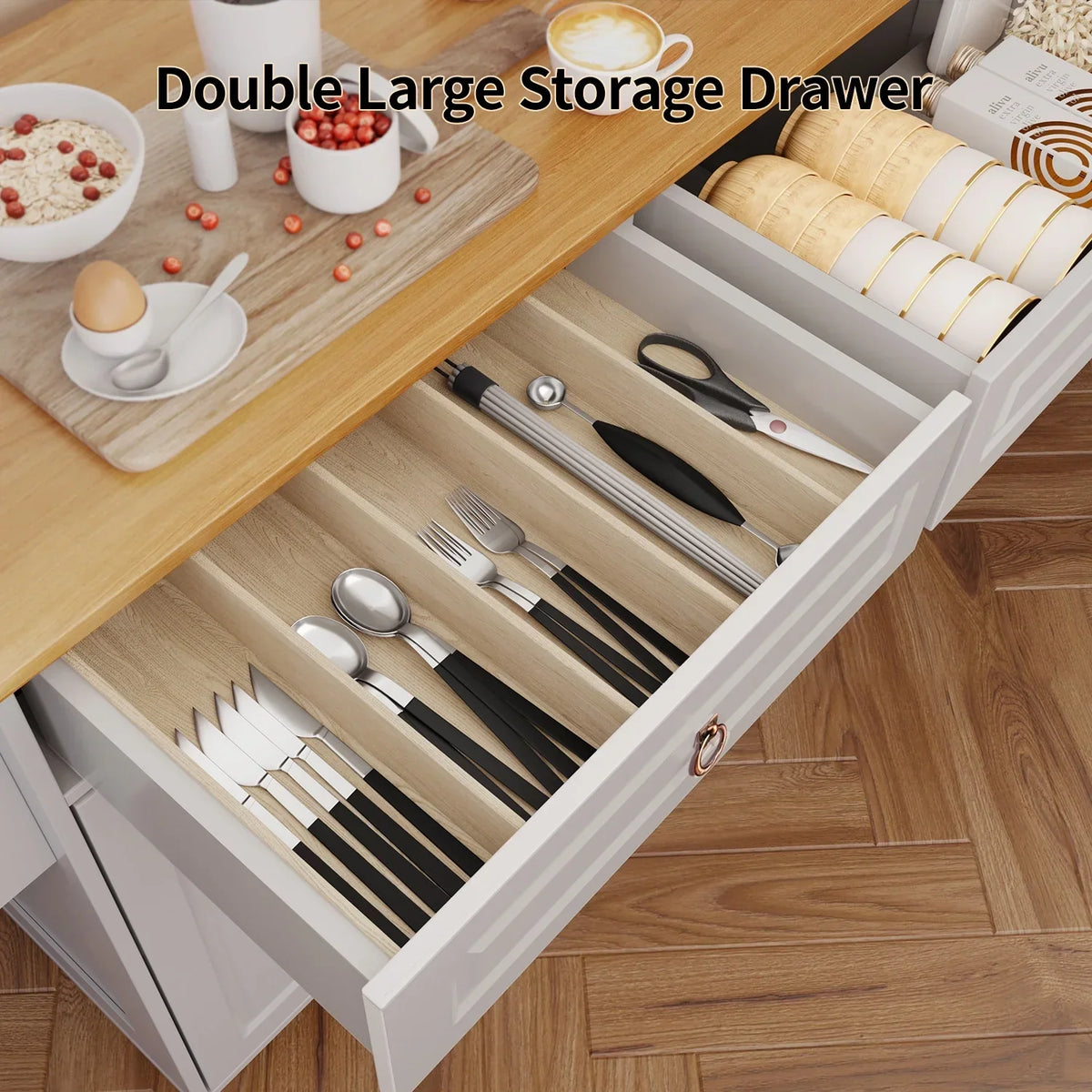 2026 NewLofka 52-Inch Kitchen Island with Storage on Wheels with Wood Drop Leaf, Ideal for Small Kitchens