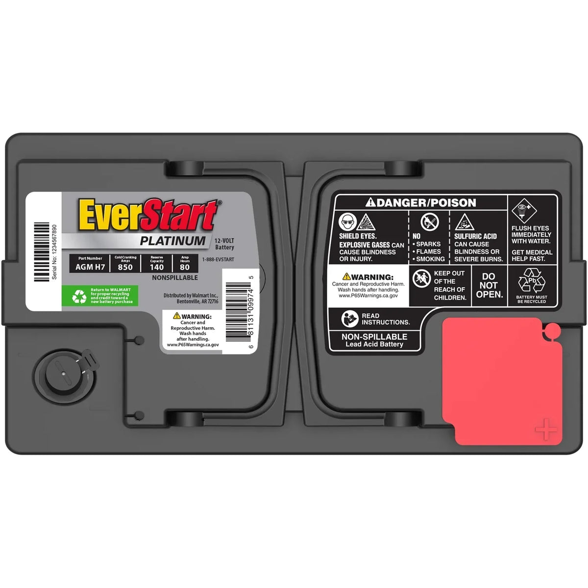 2026 NewEverStart Platinum AGM Automotive Battery, Group Size H7 / LN4 / 94R 12 Volt, 850 CCA