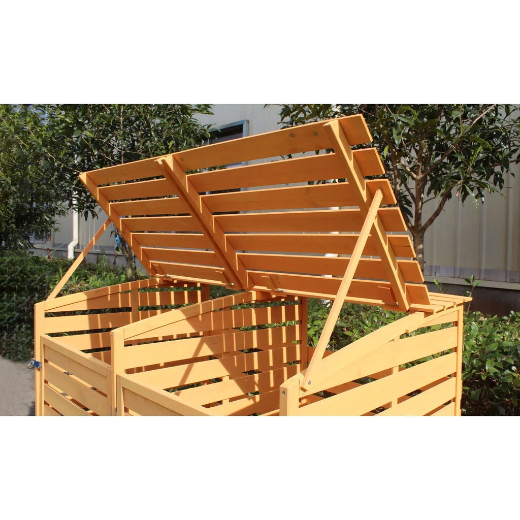 2026 NewHanover Outdoor 4.9 ft. x 4 ft. Wooden Trash Bin and Recyclables Storage Shed - HANWS0103-NAT