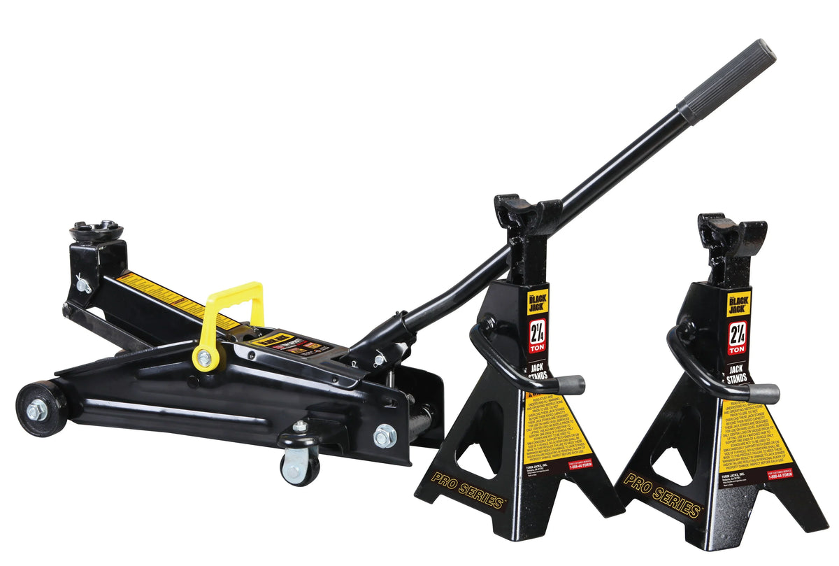 2026 NewBlack Jack 2.25 Ton Trolley Jack with 2.25 Ton Jack Stands in Case Black - T82253W