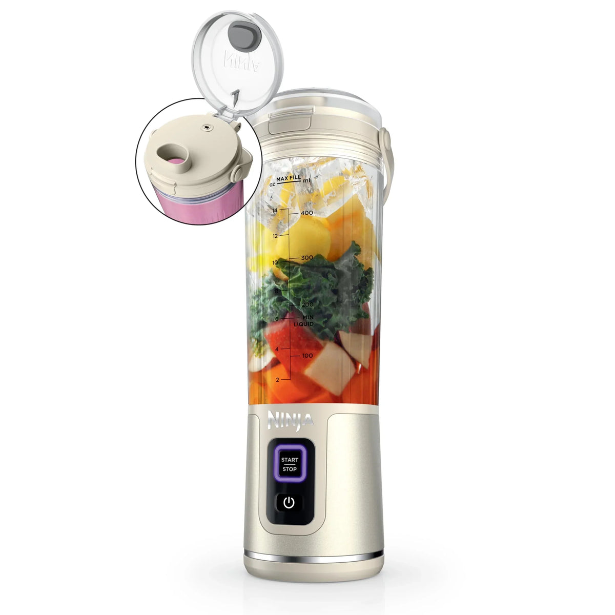 2026 NewNinja Blast Portable Blender, Cordless, 18oz. Vessel, Personal Blender for Shakes & Smoothies, BPA Free, Leakproof Lid & Sip Spout, USB-C Rechargeable, Dishwasher Safe Parts, Metallic Purple,
