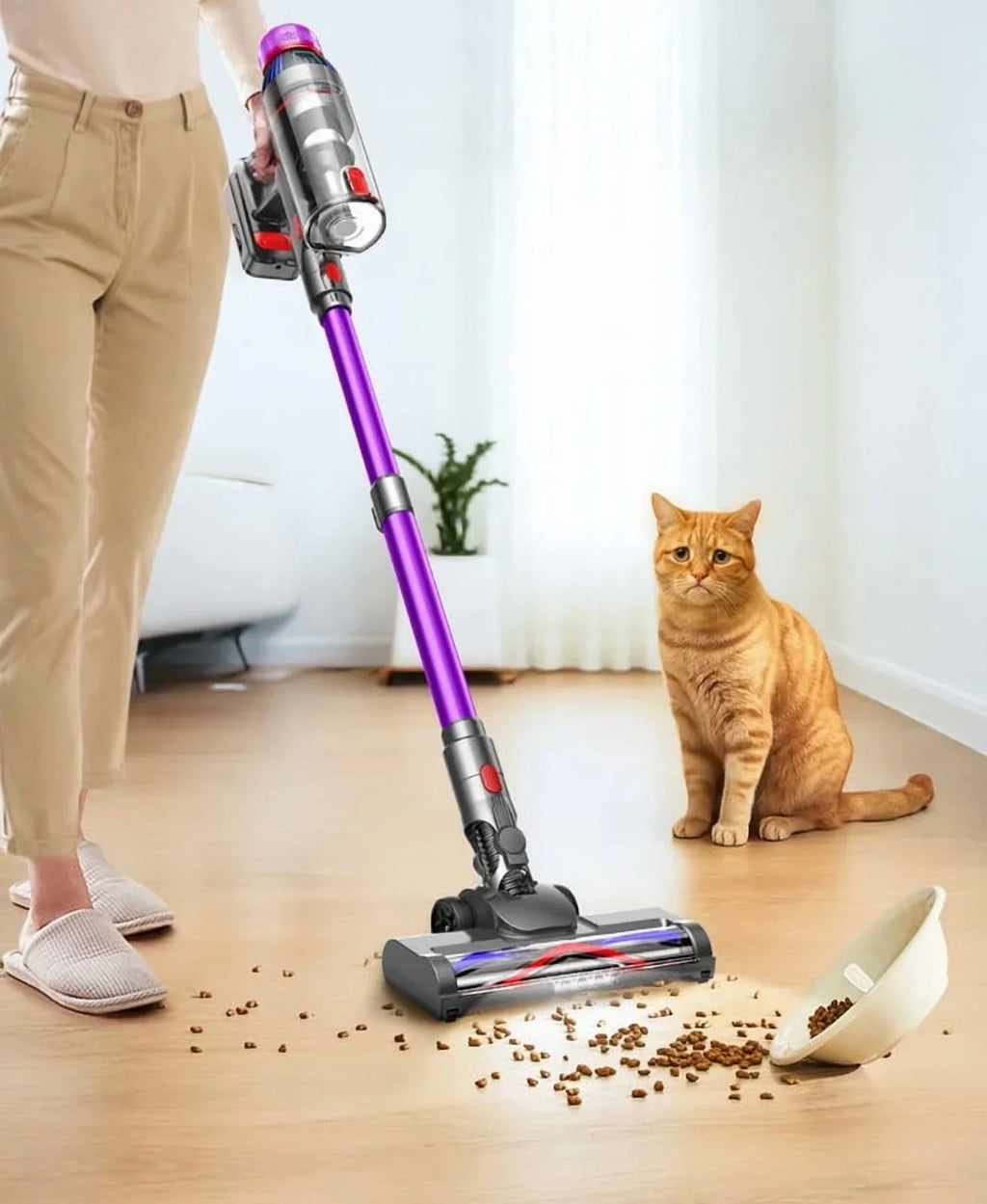 2026 NewHosaud Cordless Vacuum Cleaner - 45000pa 550W 55mins 2600mAh Lightweight Stick Vacuum Cleaners for Home Pet Hair Carpet Floor Purple