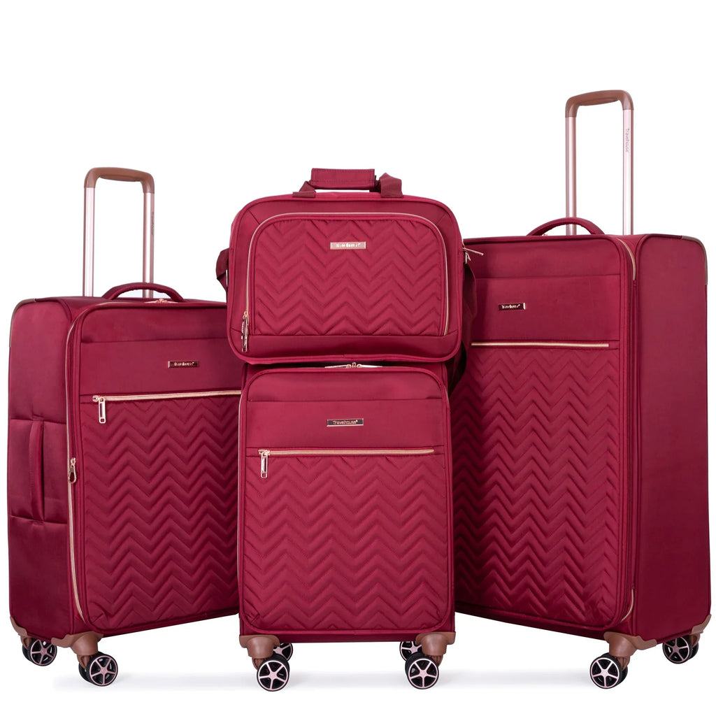 2026 NewTravelhouse 4 Piece Luggage Set Softside Expandable Lightweight Suitcase with Double Spinner Wheels.(Black)