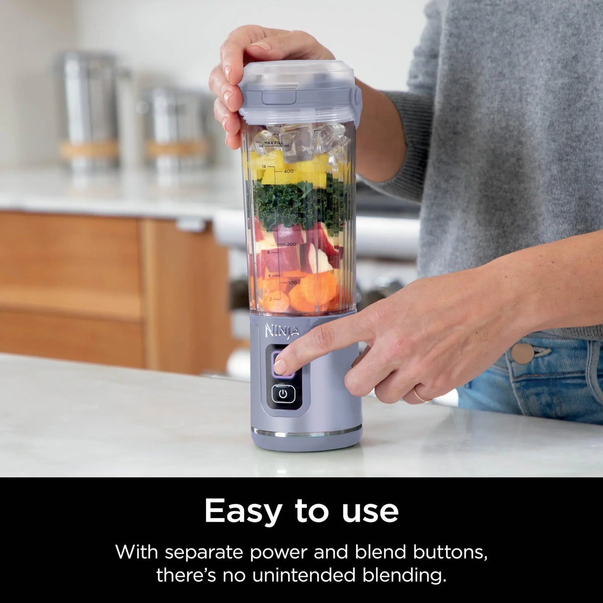 2026 NewNinja Blast Portable Blender, Cordless, 18oz. Vessel, Personal Blender for Shakes & Smoothies, BPA Free, Leakproof Lid & Sip Spout, USB-C Rechargeable, Dishwasher Safe Parts, Metallic Purple,