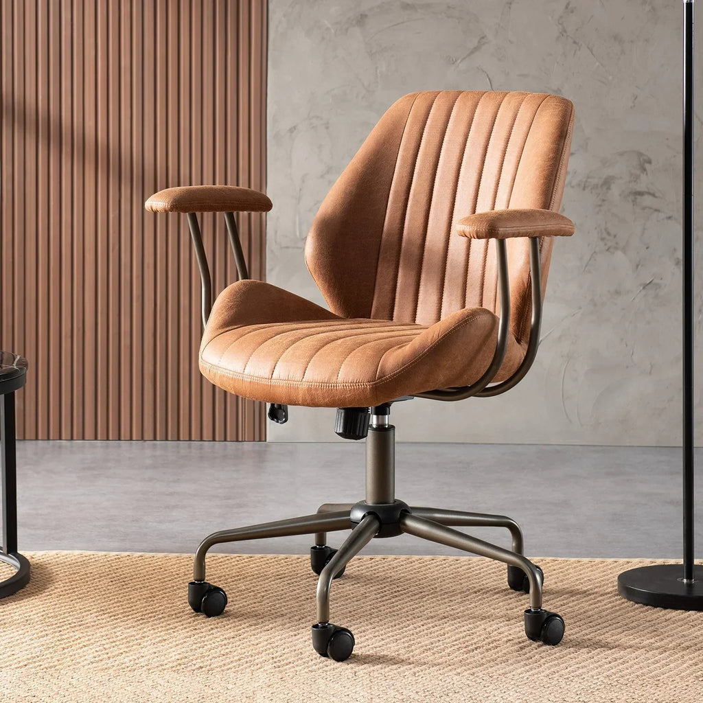 2026 NewOvios Ergonomic Office Chair Modern Computer Desk Suede Fabric Desk Chair with Lumbar Support for Home Office