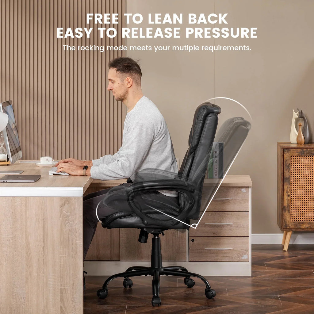 2026 NewMainstays Executive Ergonomic High Back Leather Home Office Desk Chair, Black