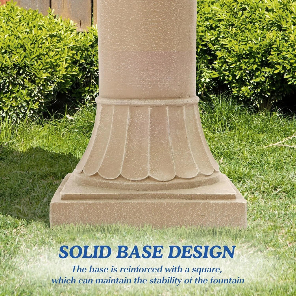 2026 NewMagic Union Italian Solar Water Fountains Outdoor Garden Decor - 48.4''H Fountain and Waterfall, Large Cascading Indoor Floor-Standing Resin Bubbler Fountain Features W/Pump for Patio, Backyard