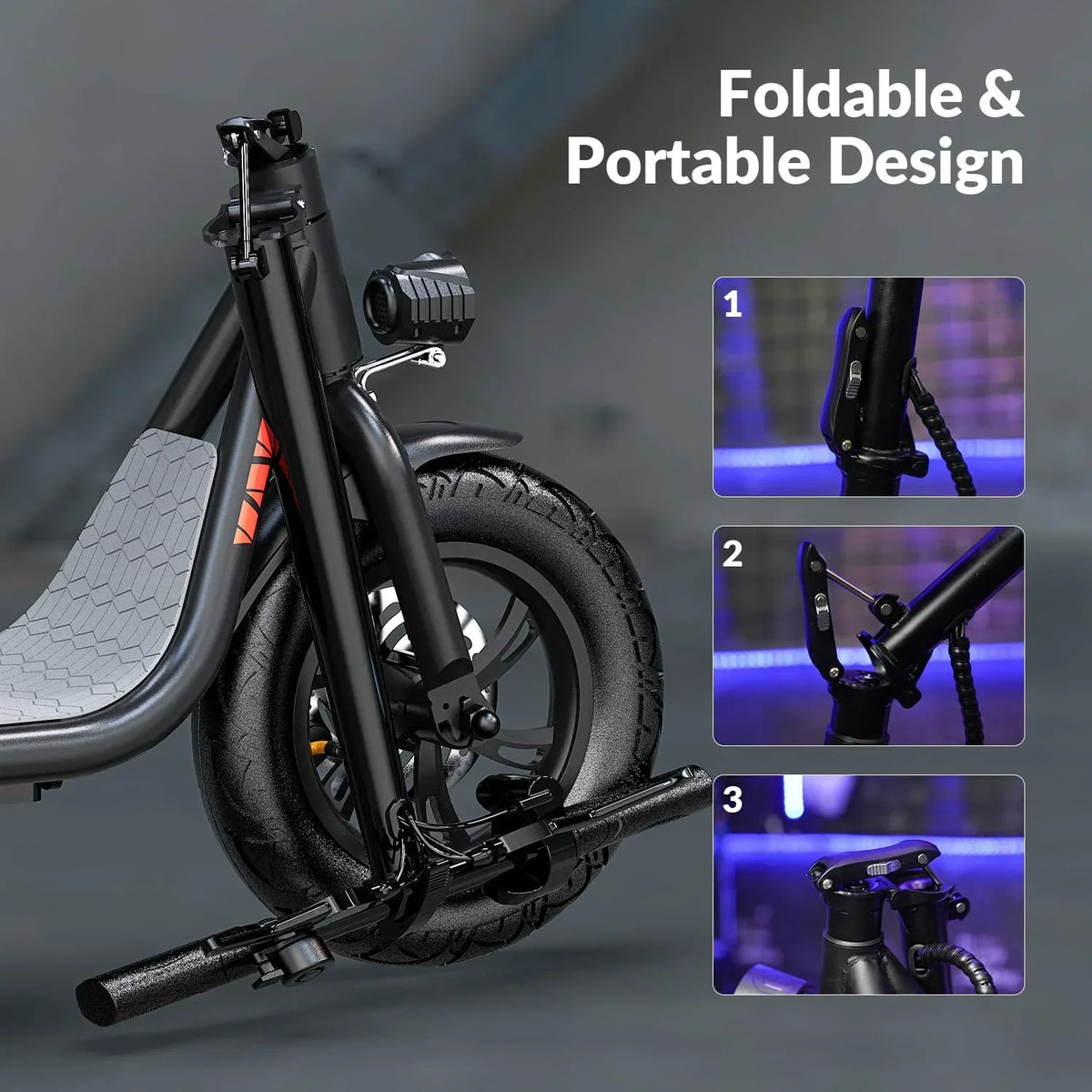 2026 New5TH WHEEL W18S 450W Motor Electric Scooter for Adults with Seat and Carry Basket, 36V 20Miles Range & 15.5Mph, 12" Foldable E Scooter for Commuting