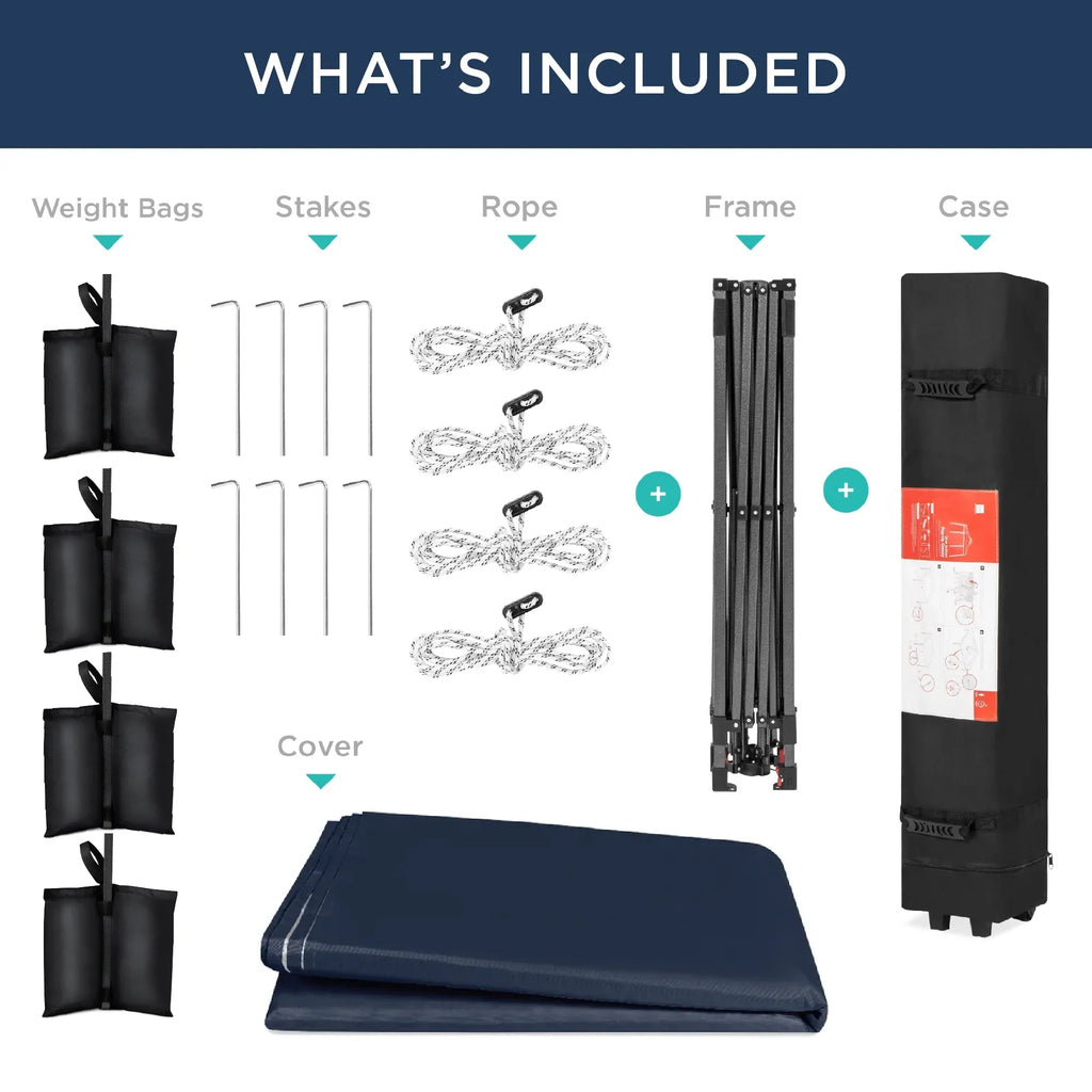 2026 NewBest Choice Products 12x12ft Easy Setup Pop Up Canopy w/ 1-Button Setup, Wheeled Case, 4 Weight Bags - Navy Blue