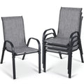 2026 NewArlopu 8Pcs Patio Dining Chairs Outdoor Stackable Armrest Chairs for Lawn Garden Backyard