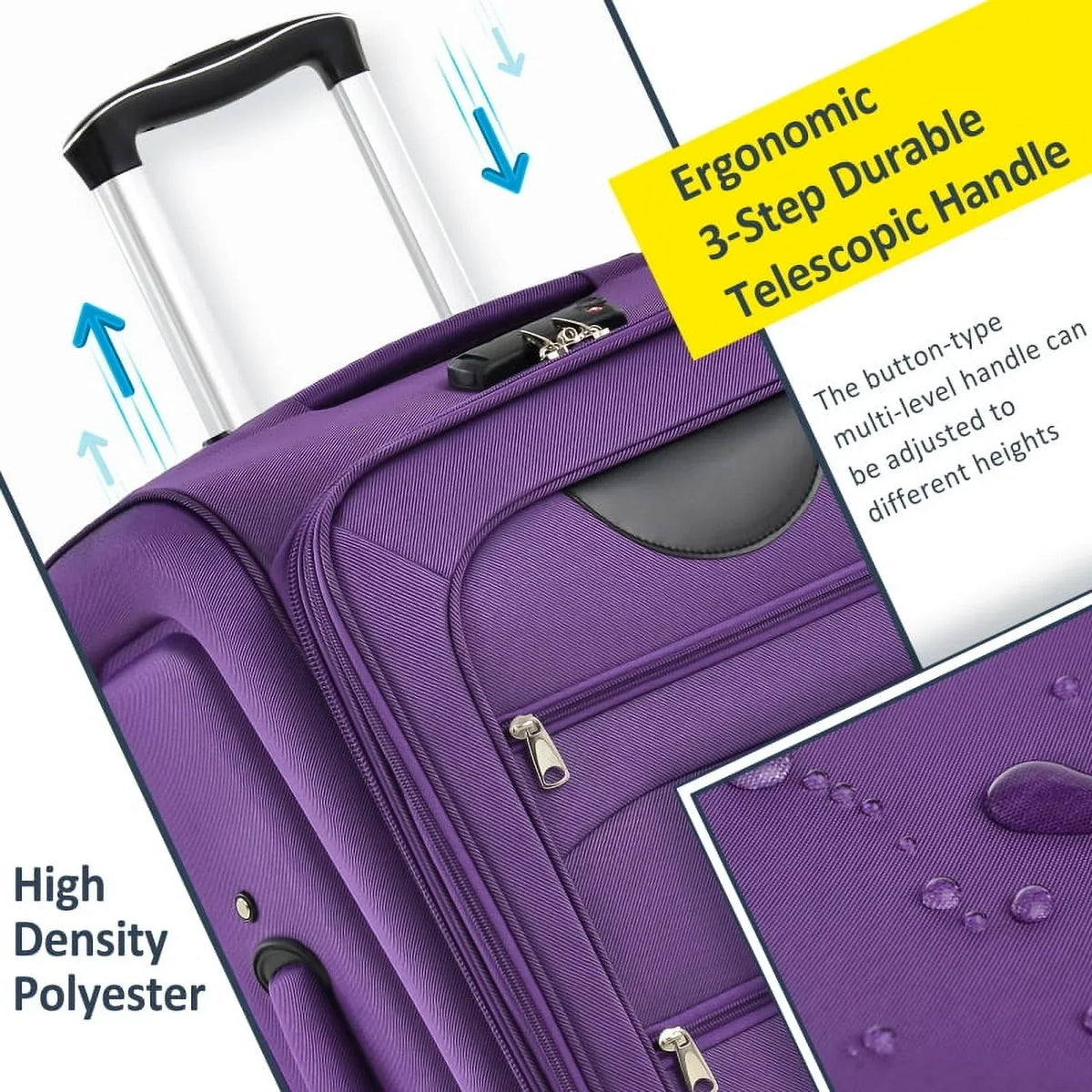 2026 NewSoftside Luggage Expandable 3 Piece Set Suitcase Upright Spinner Softshell Lightweight Luggage Travel Set