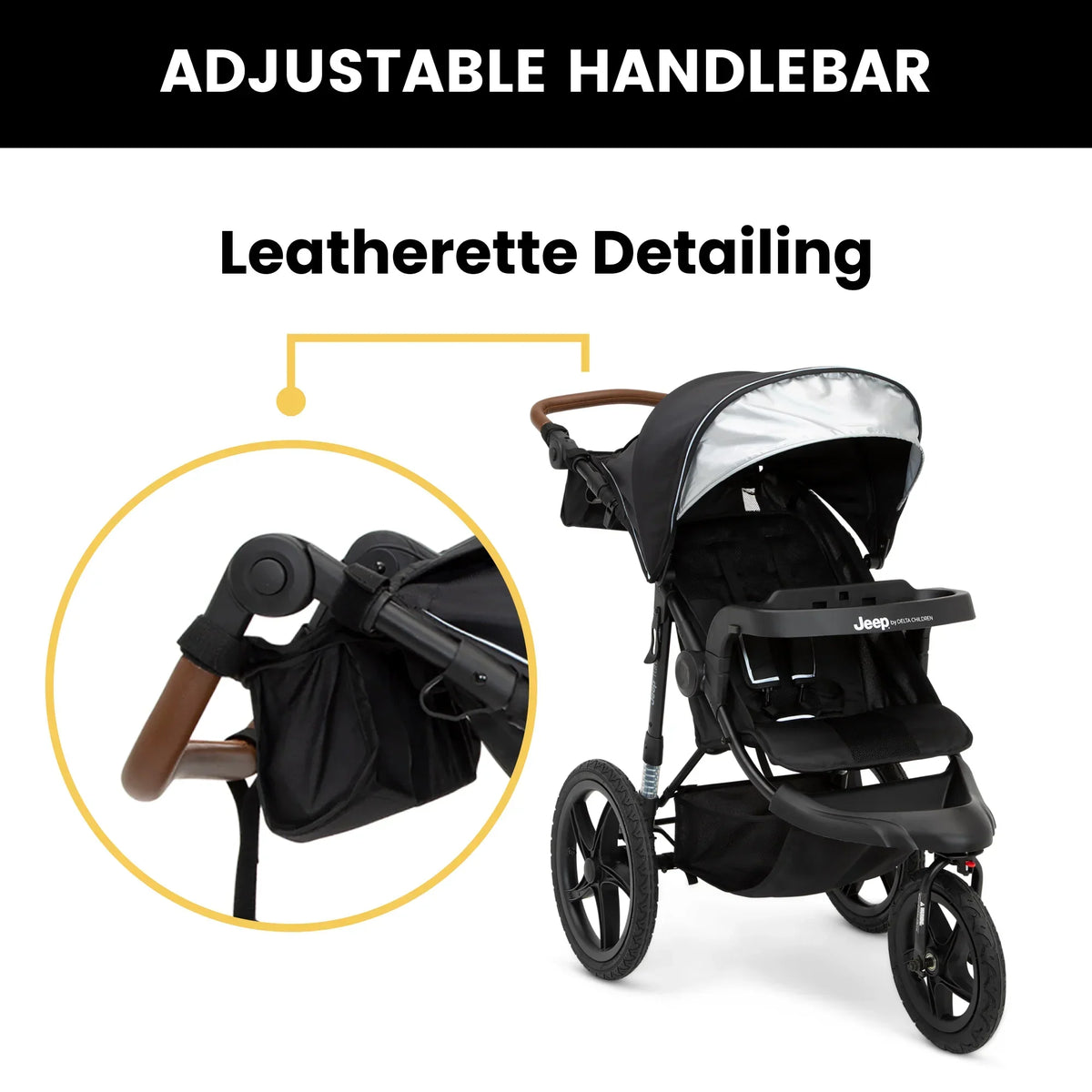 2026 NewJeep TurboGlyde Jogging Stroller by Delta Children, Black