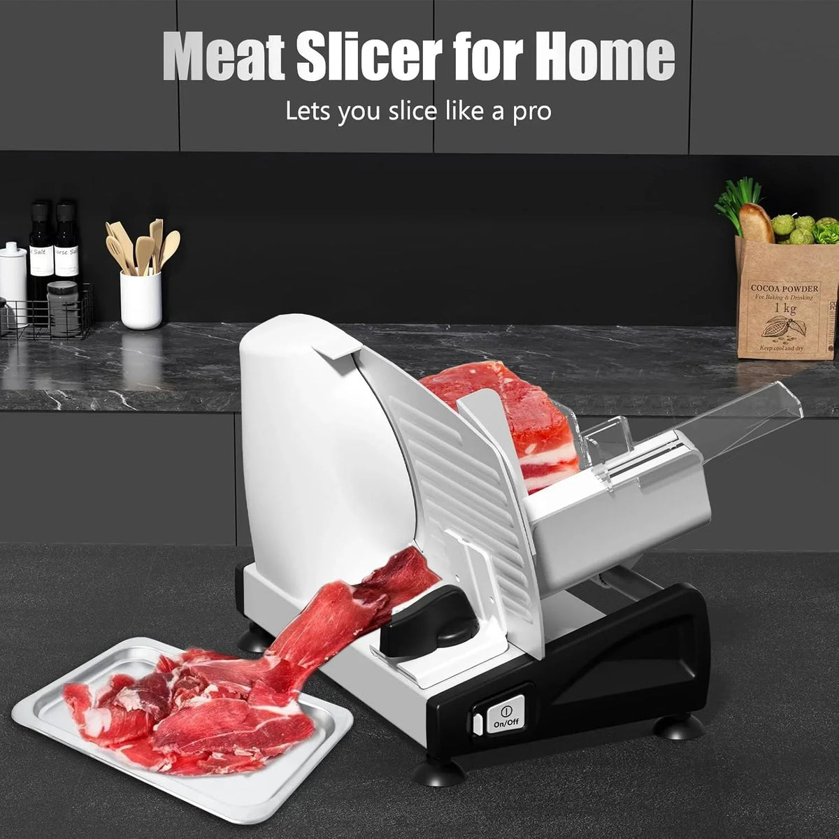 2026 NewOSTBA Meat Slicer with Quiet DC Motor, 200W Electric Deli Slicer, Dual 7.5'' Stainless Steel Blades, 0-15mm Adjustable Thickness, Easy to Clean, Ideal for Meat, Cheese, Bread, and Vegetables